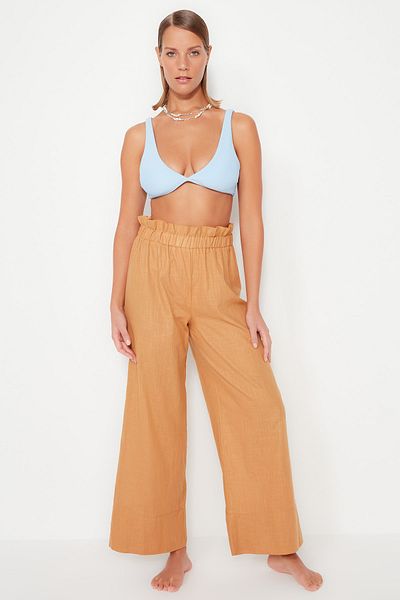Trendyol Collection Kamelgewebte Hose aus 100 % Baumwolle TBESS23PL00006