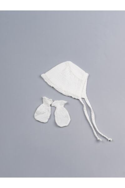 PHUTİ COLLECTION قفازات قبعة خروج المستشفى من الموسلين