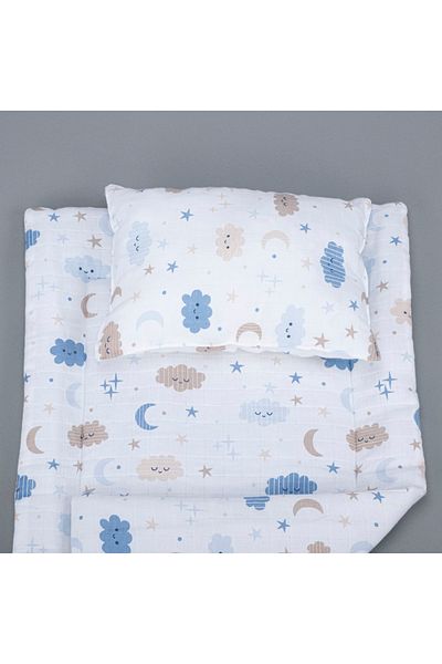 Yunikobaby Underlay Mat and Pillow - Blue Cloud