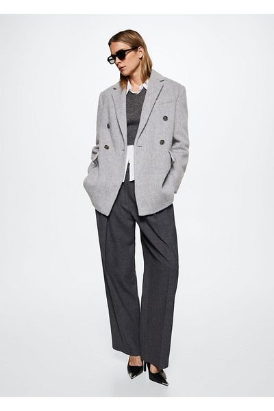 MANGO Woman Double Breasted Cut Wool Coat