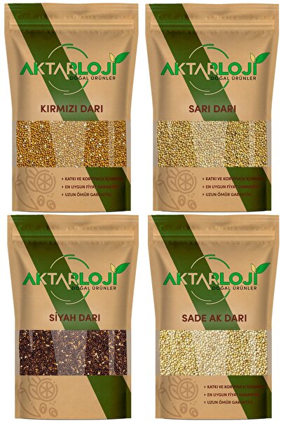 aktarloji 4'lü Darı Seti 500 Gr Kırmızı 500 Gr Ak Darı 500 Gr Sarı Darı 500 G...