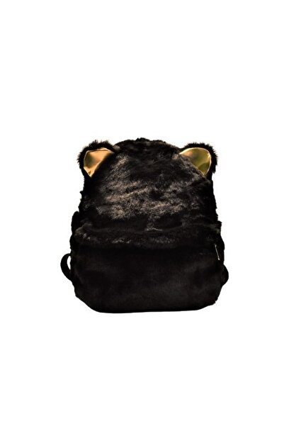 Bambi Kulaklı Siyah Peluş Sırt Çantası