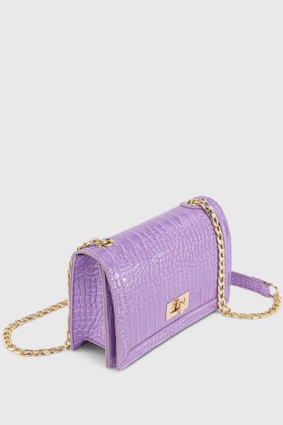 Housebags Γυναικεία τσάντα χιαστί με κροκόδειλο με κλειδωμένη λιλά αλυσίδα 224