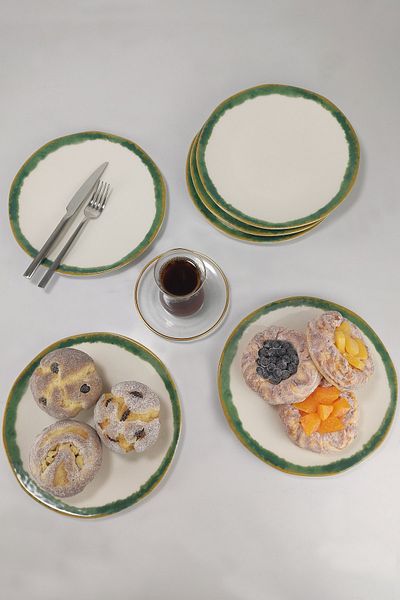 Digithome Line 6-Piece Porcelain Cake Plate 21 Cm Green - Tl4017357 C320.003