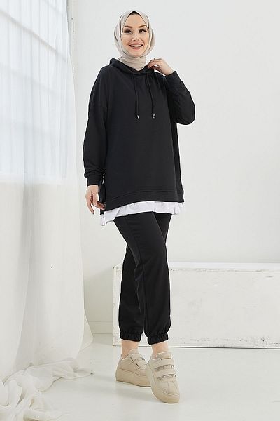 InStyle Losya Hooded Double Suit with Side Zippers - Black
