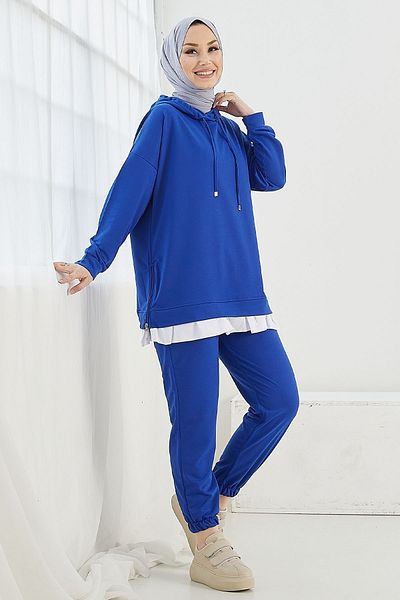 InStyle Losya Hooded Double Suit with Side Zippers - Saks Blue