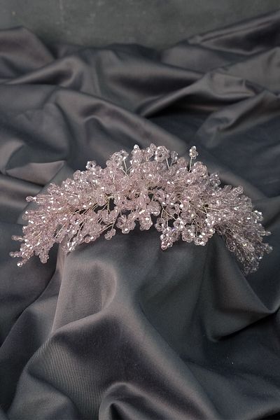Hobigram Lilac Nilsa Mărgele Henna Coroană de mireasă și accesoriu turban – Coroană, piatră de cristal, model elegant, coroană de mireasă