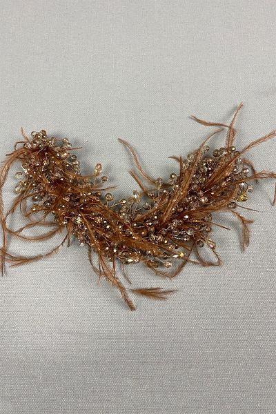 Hobigram Καφέ Kapella Model Furry Henna Bridal Crown and Turban Accessory – Κορώνα, Κρυστάλλινη Πέτρα, Κομψό Μοντέλο