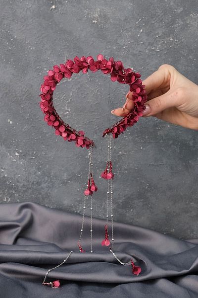 Hobigram Burgundy Savin Mineli Design special Henna și Coroana de mireasă – Coroană, Piatră de cristal, Model elegant, Coroană de mireasă – Ta