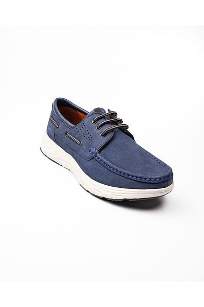 JAMES FRANCO 697 Men's Laced Nubuck Leather Shoes Navy Blue