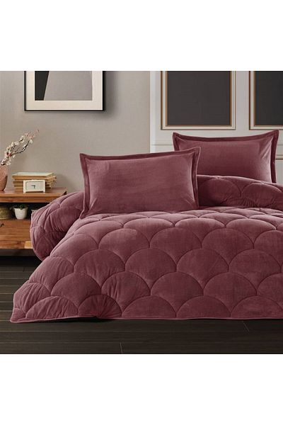 Clasy Wellsoft Quilt Double Fluffy Dark Rose Dried