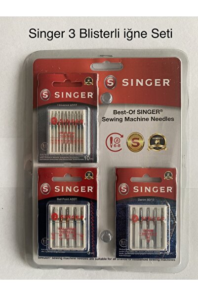 SİNGER Iğne 3 Blisterli Iğne Seti (10 STANDART, 5 JARSE VE 5 KOT İĞNESİ)