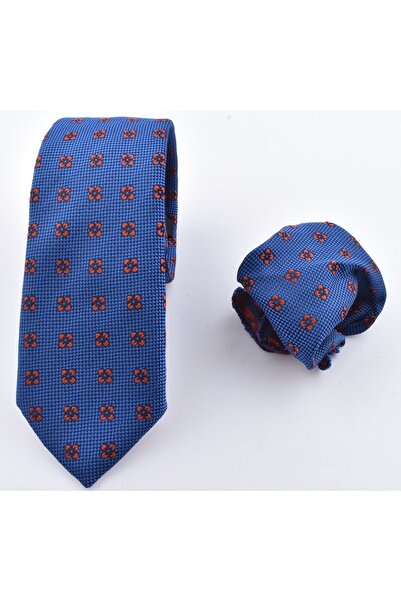 Marka 2023-259 ربطة عنق مع منديل/أزرق