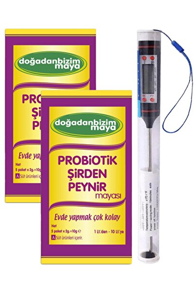 Doğadan Bizim Probiyotik Şirden Peynir Mayası 2 Paket 10 Saşe + Gıda Termomet...