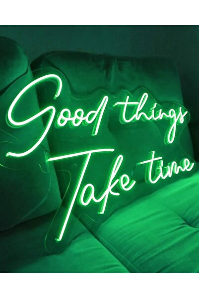 dekoraven Good Things Take Time Neon Yazı Led Tabela (60x40cm)