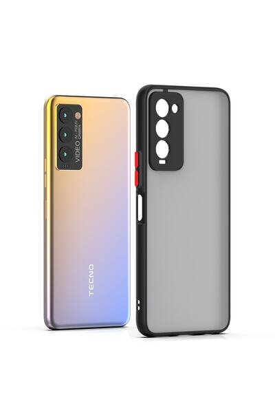 Fibaks Tecno Camon 18P Case Matte Anti-Fingerprint Camera Protected Hard Silicone Cover with Colorful Keys