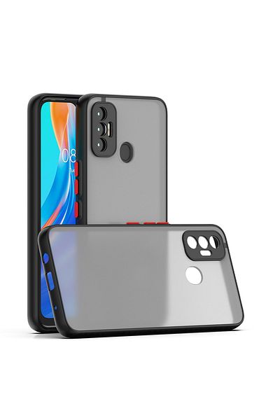 Fibaks جراب Tecno Spark 7 - 7t غير لامع مضاد لبصمات الأصابع وغطاء من السيليكون الصلب مع مفاتيح ملونة لحماية الكاميرا
