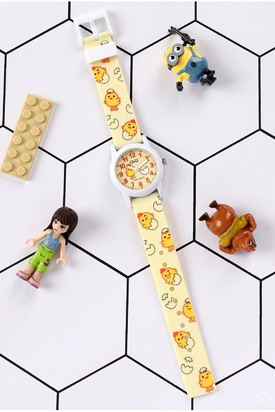 Q&Q Chick Patterned 10 Atm Waterproof Unisex Kids Wristwatch