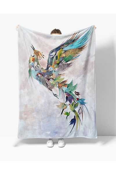 Erays Home Κουβέρτα τηλεόρασης από φλις με σχέδια Simurg Bird