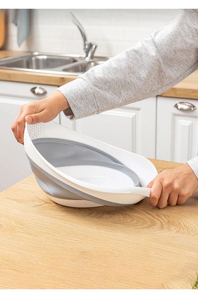 AHİR TİCARET Multifunctional Folding Basin and Folding Food Strainer Set of 2