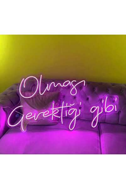 dekoraven Olması Gerektiği Gibi Yazılı Neon Led Tabela (60x42cm)