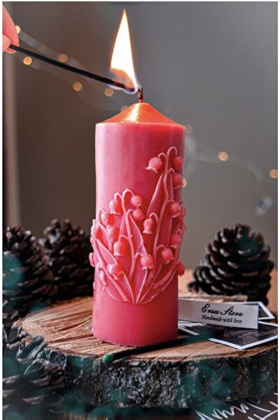 ersustore Çiçek Desenli Vanilya Kokulu Baton Mum