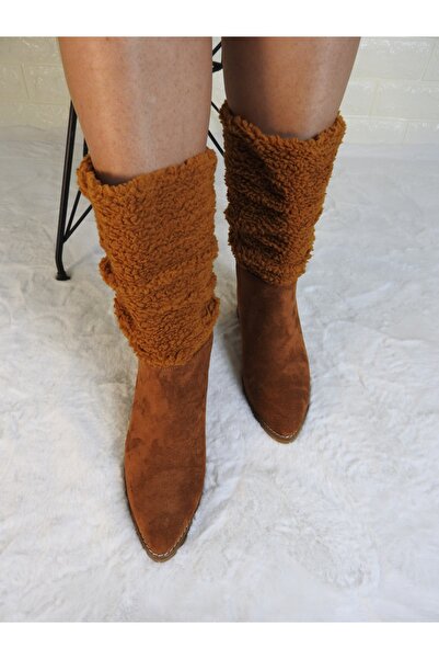 TRODONS Peluş Kadın Taba Süet Bot