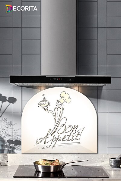 Decorita Cam Ocak Arkası Koruyucu | Oval Şekilli | Bon Appetit - Şef | 52cm X...