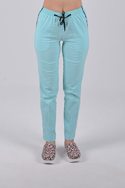 Nur Medikal Giyim Pantaloni din lycra albastru mentă cu fundul unic
