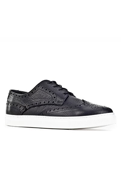 Cabani Genuine Leather Black Lacing Detailed Thermo Sole Men's Casual Shoes