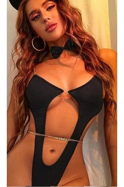 Qvien Secret Γυναικεία Fancy Baybdol Μαύρη Αλυσίδα Λεπτομερή Fancy Εσώρουχα
