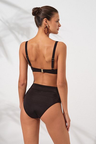 Pierre Cardin Μαύρο Melt Enhancer Συρόμενο Δαντελένιο Σετ Ψηλόμεσο Σετ Μπικίνι Τούλι Κορσέ Underwire