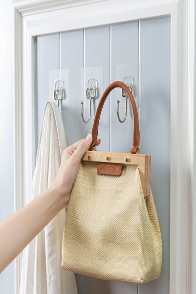 MasterCar Şeffaf Güçlü 4 Adet 6x6cm Kendinden Yapışkanlı Kapı Duvar Askısı Kapı Arkası Banyo Askısı Ultra Güç