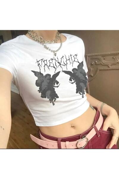 Gofeel Γυναικείο μπλουζάκι Frenchie Angel με στάμπα σε λευκό χρώμα