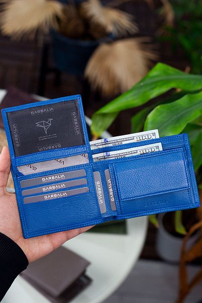 Garbalia Madrid Γνήσιο δέρμα Rfid Blocking Petrol Blue Ανδρικό πορτοφόλι με θήκη νομισμάτων