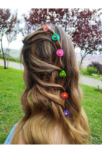 MutluBiDünya Lily Vintage 20 Adet Renkli Papatya Mandal Toka