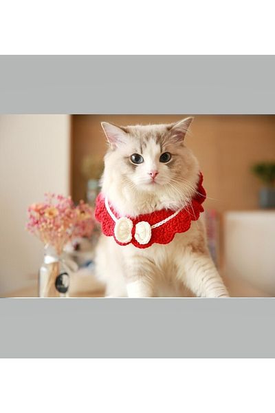 ayörme Cat Dog Neck Collar Bow Tie Patterned Knitted Neck Collar Apron
