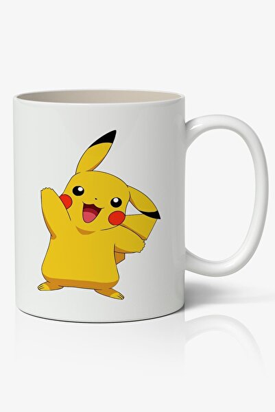 Anime Marketi White Porcelain Mug with Pokemon Pikachu Logo