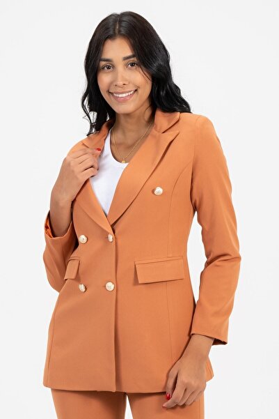 diaves Kadın Blazer Ceket Kemerli Cepli Boru Paça Pantolon Takım