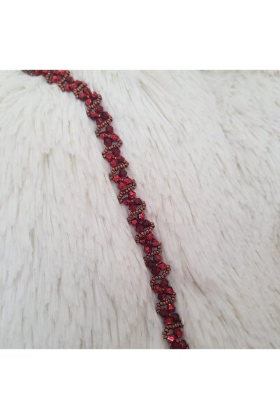 Handmade By HLY سوار مصنوع يدويًا من حجر الكريستال باللون العنابي