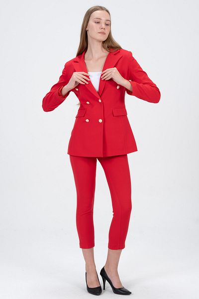 diaves Jachetă de damă cu flori de rodie, cu buzunare, pantaloni, pantaloni