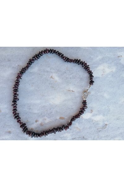 Doğaltaş Lal (garnet) Taşı Kırık Taş Kolye