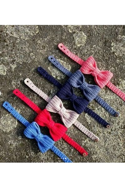 ayörme Organic Cat Dog Knitted Neck Collar Bow Tie