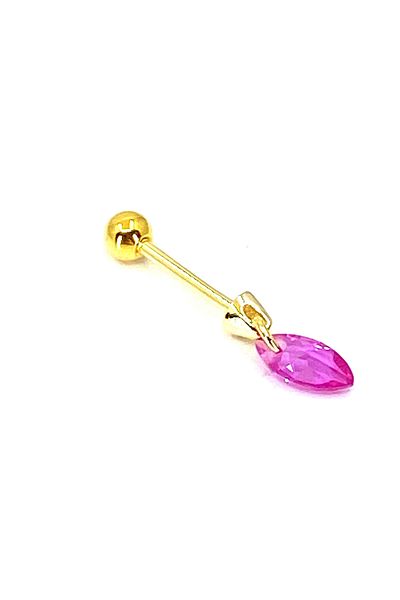 La femme by begum Pink Marquise Stone Dangle Gold Silver Piercing, Helix, Tragus, Flat, Conch Ball Rotating Piercing