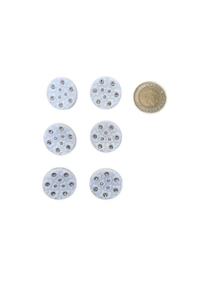 e tuhafiye 24 White Knobs with Shiny Stones