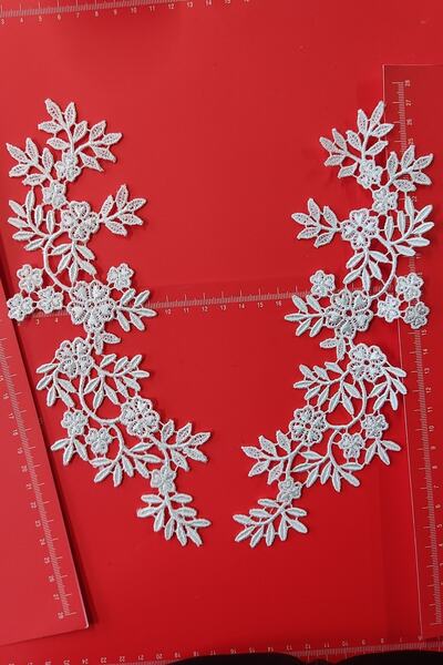 DUAYEN Güpür Aplik Kaptanıderya Desen 1 Çift