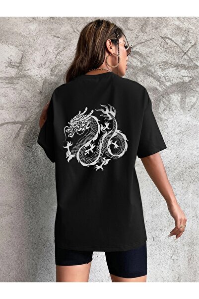 Deocept Γυναικείο μπλουζάκι Dragon Printed Oversize