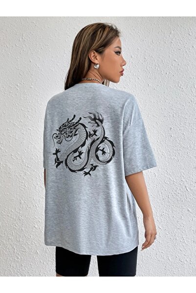 Deocept Γυναικείο μπλουζάκι Dragon Printed Oversize