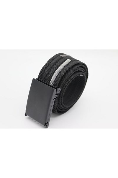 Anatolia Unisex Woven Black-Nickel Buckle Black White Gray Tactical Sports Canvas Cloth Belt