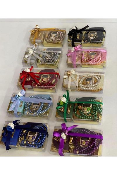 Classy 10 Gift Boxed Mini My Holy Quran Prayer Beads and Stone Chanting Set